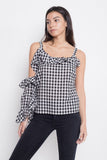Black Ruffle Gingham Top