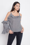 Black Ruffle Gingham Top