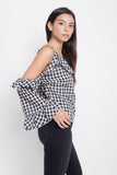 Black Ruffle Gingham Top