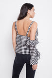 Black Ruffle Gingham Top