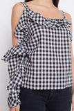 Black Ruffle Gingham Top