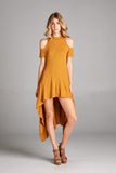 Mustard Hi-Row Open Shoulder Dress