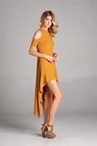 Mustard Hi-Row Open Shoulder Dress