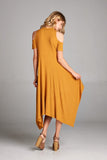 Mustard Hi-Row Open Shoulder Dress