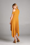 Mustard Hi-Row Open Shoulder Dress