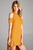 Mustard Hi-Row Open Shoulder Dress